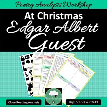 Preview of Edgar Albert Guest AT CHRISTMAS Poetry Analysis Worksheets + GOOGLE DOCS