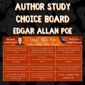 Preview of Edgar Allan Poe Author Study Choice Board