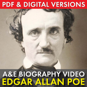 Preview of Edgar Allan Poe A&E Biography, Easy Video Lesson or Sub Plan, PDF & Google Drive