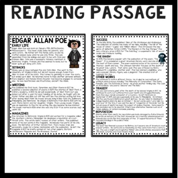 biography of edgar allan poe answer key