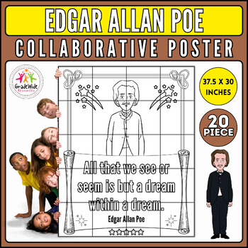 Preview of Edgar Allan Poe Collaborative Coloring Poster: National Poetry Month Craft