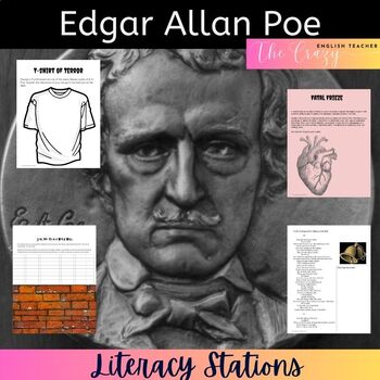 Preview of Edgar Allan Poe Literacy Stations: Halloween, October, Fall Lessons