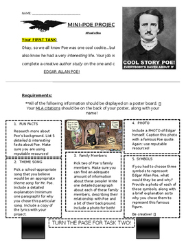 Preview of Edgar Allan Poe Mini-Research Assignment with Coat of Arms