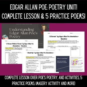 Preview of Edgar Allan Poe Poetry Unit - Lesson & 5 Poem Practices (Mini Poetry Unit!)