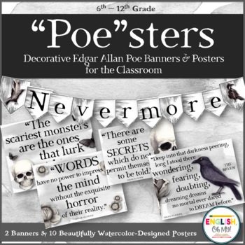 Preview of Edgar Allan Poe Posters, Classroom Decor, Halloween