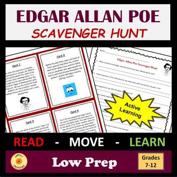 Preview of Edgar Allan Poe Scavenger Hunt with Easel Option