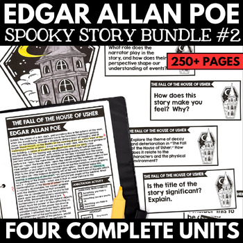 Preview of Edgar Allan Poe Short Story Unit - Halloween Short Stories - Activities Projects