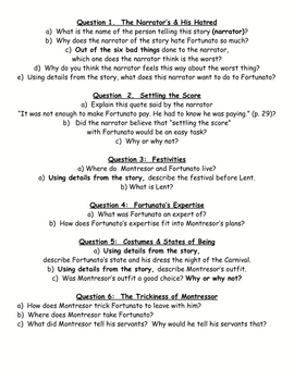 the cask of amontillado pdf questions