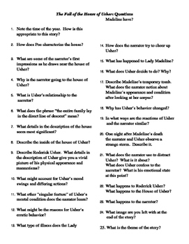Fall Of The House Of Usher Worksheet