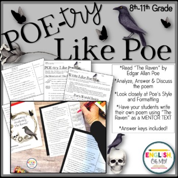 Preview of Edgar Allan Poe, "The Raven", Halloween Activity | Poetry Analysis