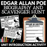 Edgar Allan Poe Unit - Biography Scavenger Hunt - Reading 