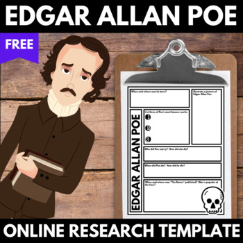 Preview of Edgar Allan Poe Unit | Online Research Template | Poe Questions | Free Activity