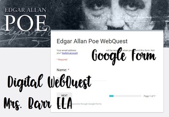 Preview of Edgar Allan Poe WebQuest *Digital* *Google Form*
