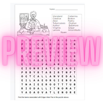 Preview of Edgar Allan Poe Word Search