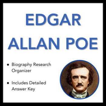Preview of Edgar Allan Poe Worksheet - Biography Research Organizer, with Answer Key