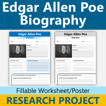 Preview of Edgar Allen Poe Biography Author Research Project
