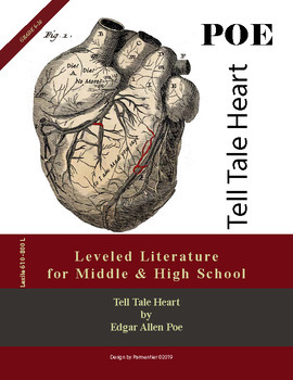 Preview of Edgar Allen Poe "Tell Tale Heart" Leveled 650L Story, audio, questions, vocab