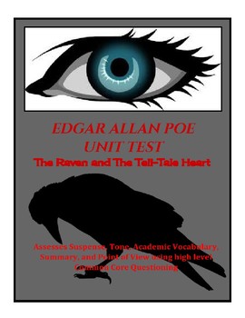 Preview of Edgar Allen Poe Unit Test w/ The Raven and Tell-Tale Heart  Distance Learning