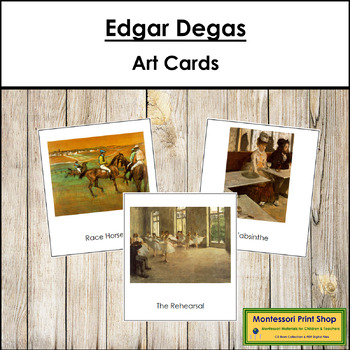 Preview of Edgar Degas 3-Part Art Cards - Famous Artist - Montessori