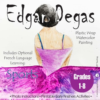 Preview of Edgar Degas: Plastic Wrap Watercolor Painting Art Lesson for Kids