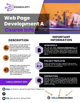 Preview of Edgenuity Course Information Sheet: Web Development in 21st Century A