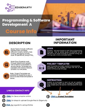 Preview of Edgenuity Course Information Sheet: Programming & Software Development