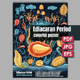 Ediacaran Biota Colorful poster, First Multicellular Organ
