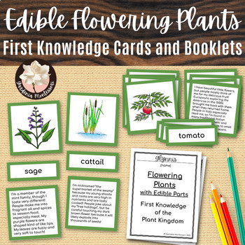 Preview of Edible Flowering Plants Cards Elementary Botany Plant Kingdom Montessori Plants