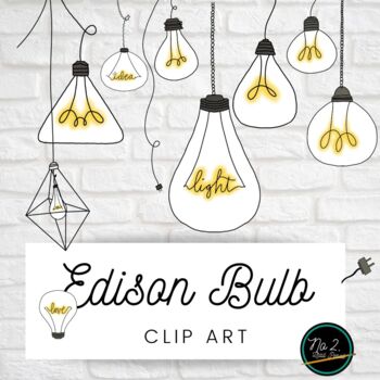 Preview of Edison Light Bulb with Colored Filament Clip Art