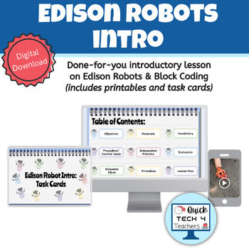 Preview of Edison Robot Intro Lesson with Task Cards