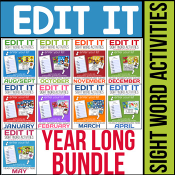 Preview of Edit It - A Year of EDITABLE Sight Word Activities - Distance Learning