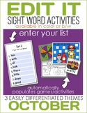 Edit It-October Sight Word Activities-Differentiated (Colo