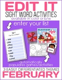 Edit It for February Sight Word Activities-Differentiated 