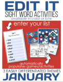 Edit It for January Sight Word Activities-Differentiated (