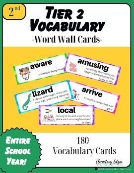 Preview of 2nd Grade Tier 2 Vocabulary Words - Word Wall Cards FREE SAMPLE