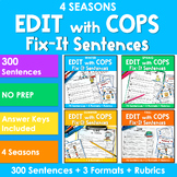 Edit Writing with 'COPS' Fix It Sentences 4 Seasons BUNDLE