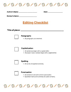 Preview of Edit and Revise Checklist