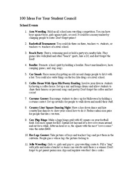 Preview of 100 Ideas For Your Student Council(Editable resource)