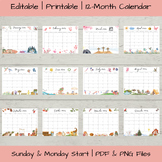 Editable 2024 Calendar Printable | January - December | PD