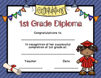 Editable 1st Grade Graduation Diplomas by Pooky Pandas | TpT