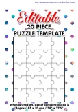 Editable 20 Piece Blank Puzzle Template