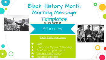 Preview of Editable 2021 Black History Month  Morning Message