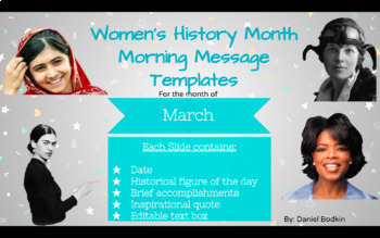 Preview of Editable 2022 Women's History Morning Message