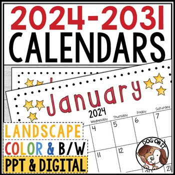 Editable 2024 Calendars Print and Digital 2025 2026 2027 2028 2029 2030