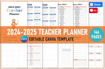 Preview of Editable 2024-2025 Teacher Planner