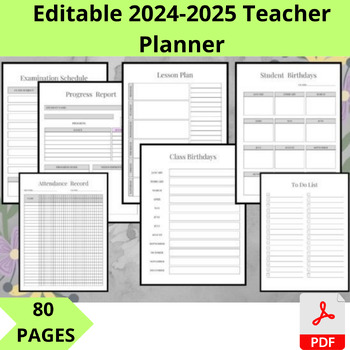 Preview of Editable 2024-2025 Teacher Planner printable