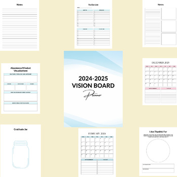 Editable 2024-2025 Vision Board Planner by Scholarly Shelf | TPT
