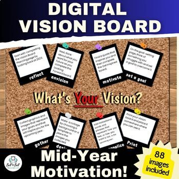 Preview of Editable 2024 New Years Digital Vision Board Activity