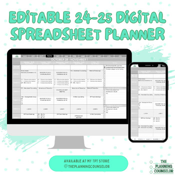Preview of Editable 24-25 Digital Spreadsheet Planner