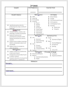 Preview of Editable 2nd Grade Art Lesson Plan Template